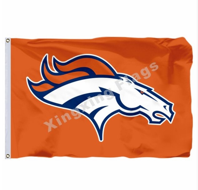 Denver Broncos Logo Flag 3x5ft Polyester NFL Banner Flying Size No.4 90*150cm Orange Color