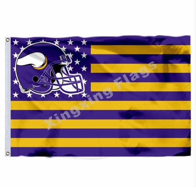 Minnesota Vikings Helmet Lighting Flag 3x5ft Polyester NFL Banner Size No.4 90*150cm Custom flag