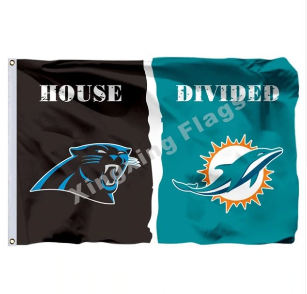 Carolina Panthers Miami Dolphins House Divided Flag 3x5ft Polyester NFL Banner Flying Size No.4