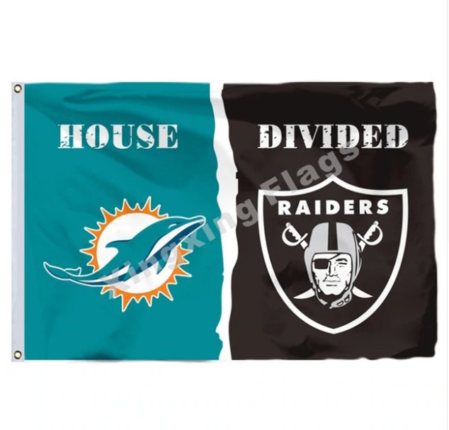 Miami Dolphins Oakland Raiders House Divided Flag 3x5ft Polyester NFL Banner Size No.4 144*96cm