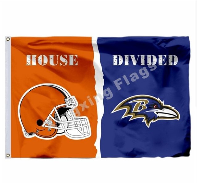 Cleveland Browns Baltimore Ravens House Divided Flag 3x5ft Polyester NFL Banner Size No.4 90*150cm
