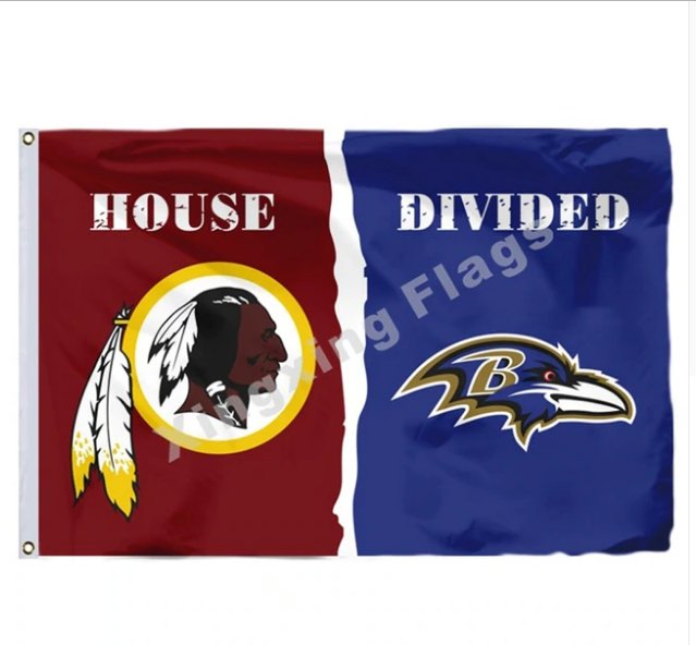 Washington Redskins Baltimore Ravens House Divided Flag 3x5ft Polyester