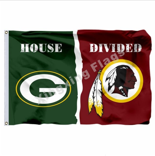 Green Bay Packers Washington Redskins House Divided Flag 3x5ft Polyester NFL1 Banner Size No.4