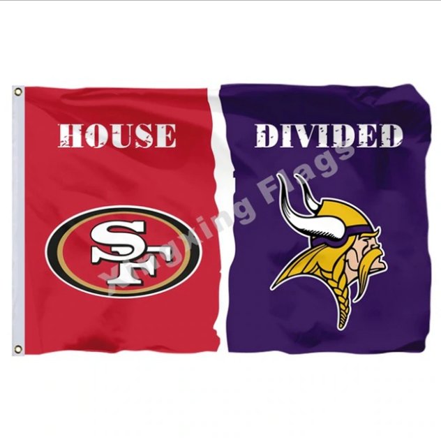 San Francisco 49ers Minnesota Vikings House Divided Flag 3x5ft Polyester NFL Banner Flying No.4