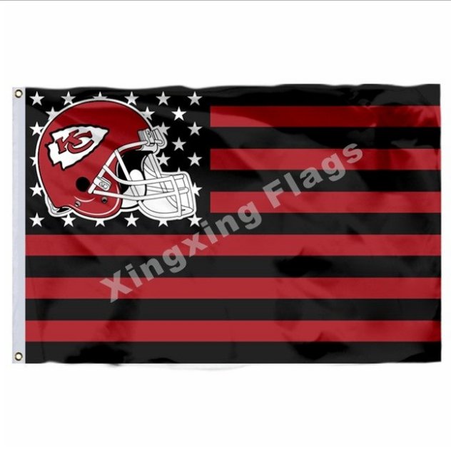 Kansas City Chiefs Helmet Lighting Flag 3x5ft Polyester NFL1 Banner Size No.4 144*96cm Custom Flag