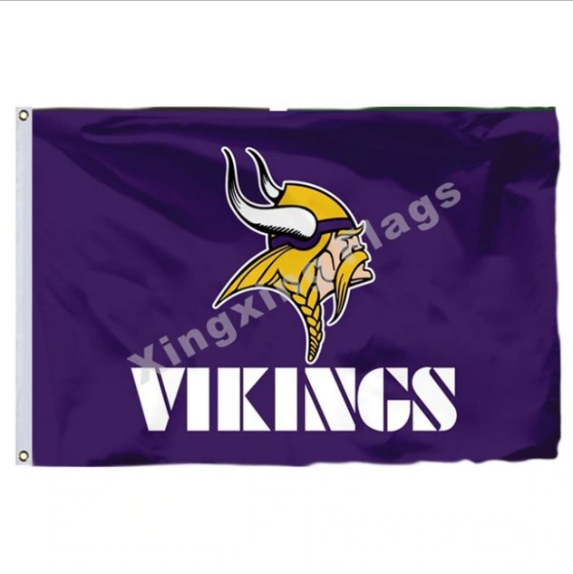 Minnesota Vikings Logo Flag 3x5ft Polyester NFL Banner Flying Size No.4 90*150cm Custom Flag