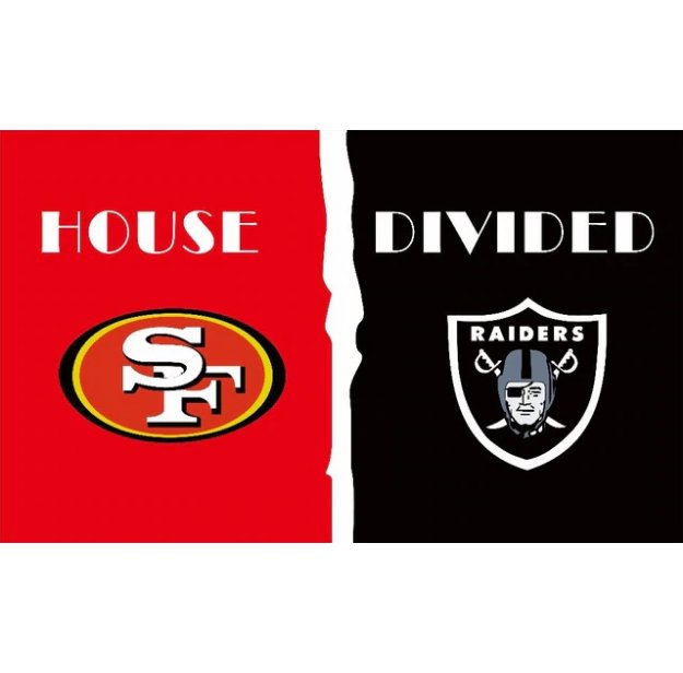 San Francisco 49ers vs. Oakland Raiders House Divided Rivalry Flag 3X5FT 100% Polyester
