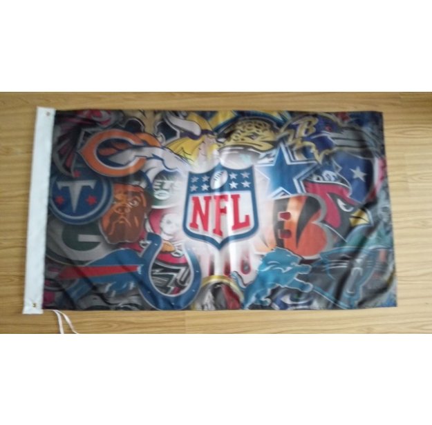NFL Logo Flag 3ft x 5ft Polyester Banner 90x150cm white sleeve with Metal Grommets