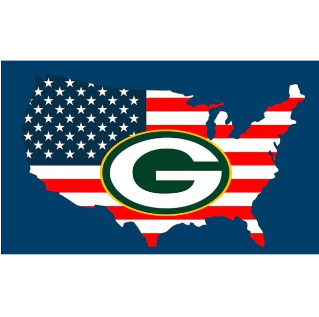 Green Bay Packers 100D Poliester Bandera con American flag banner 90x150 cm