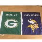 Green Bay Packers With Minnesota Vikings USA House Divided NFL Premium Team Football Flag 3X5FT