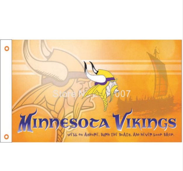 Minnesota Vikings Flag 3ftx5ft 100D Polyester Flag metal Grommets 90x150cm 104