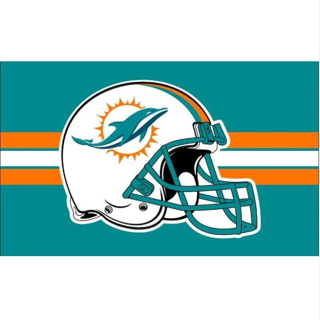 Miami Dolphins Helmet bandera con lineas de 90x150 cm poliester 3x5ft 2 Anillos de Metal