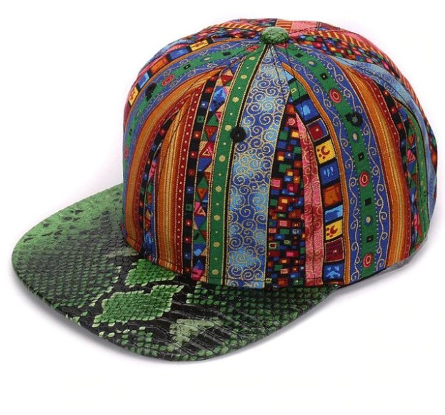 Artificial snake skin brim mens snapback cap womens hip hop  flat bill baseball cap for men+ women