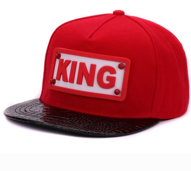 adult pu alligator leather flat bill hip hop hats 3D KING soft silicone adult snapback hats