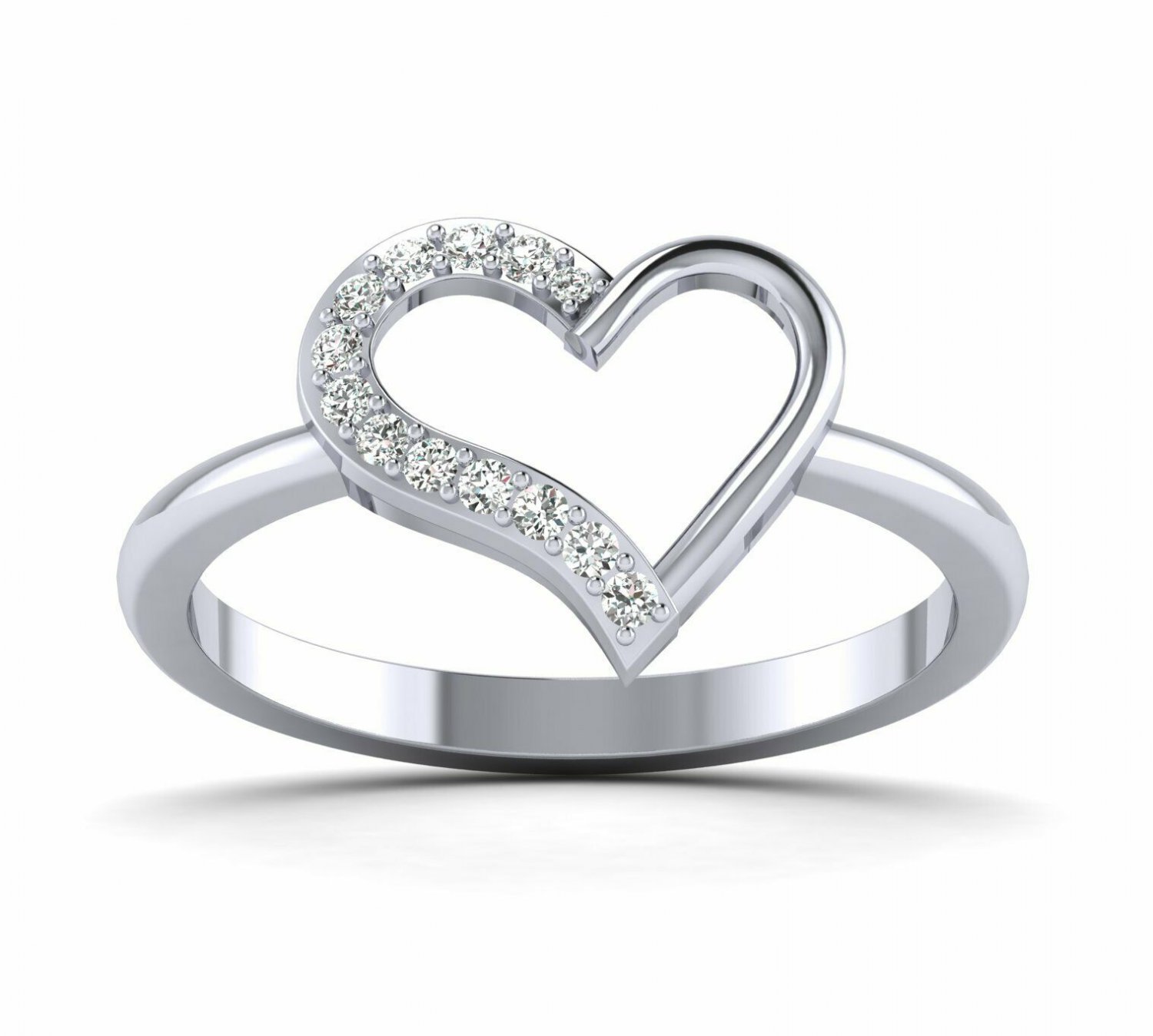 Heart shape ring 1/8ct natural diamond gold ring for women US 5 to 9 ...