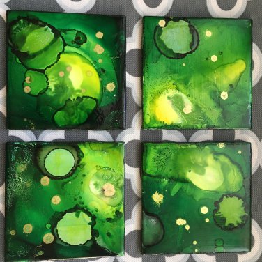 Alcohol Ink Ceramic Coaster Set