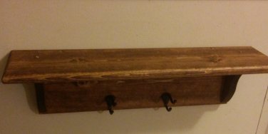 Unique Handmade Wooden Shelf with coat hooks