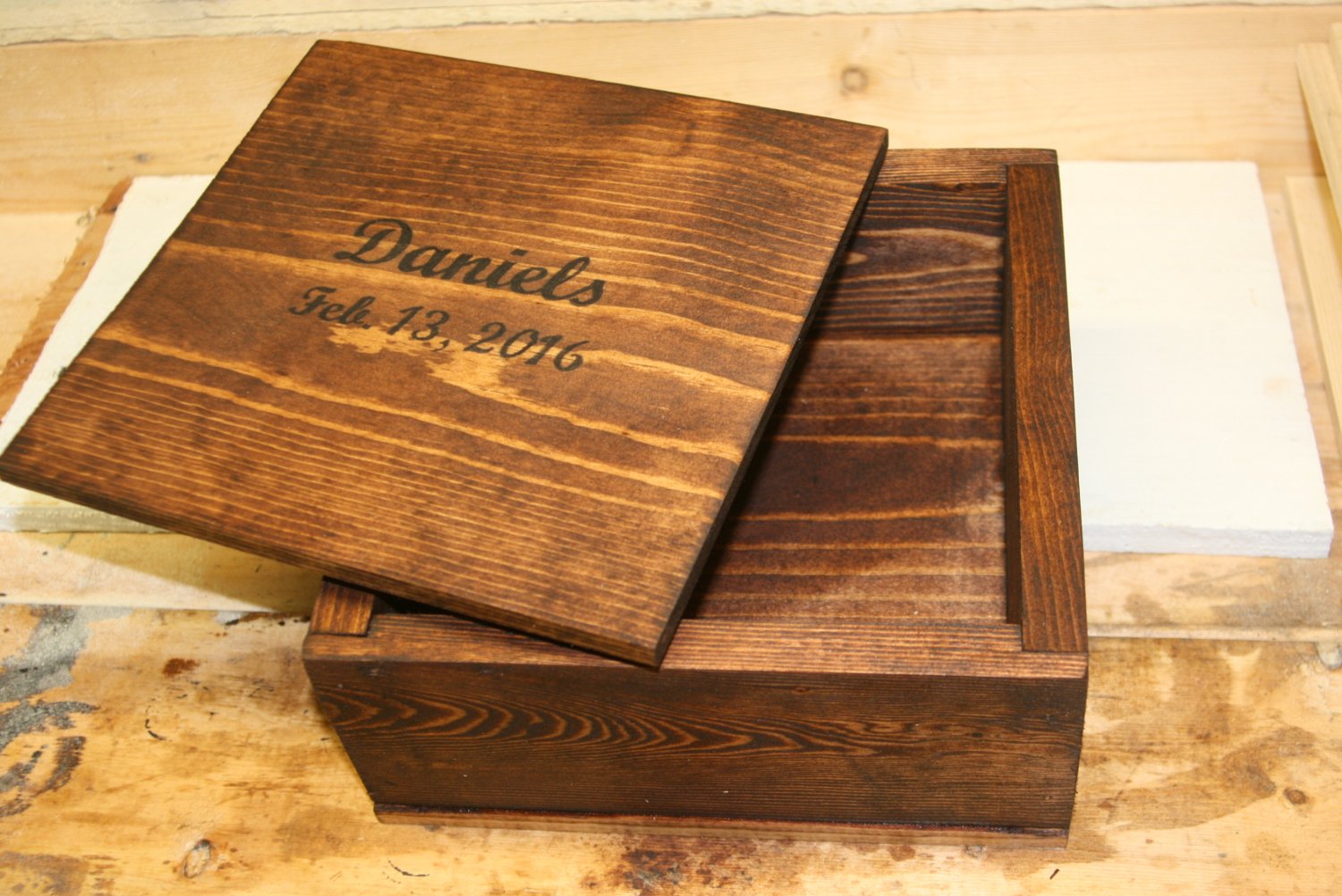 Unique Personalized Hand Made Wooden Anniversary Box / Wedding Box / Jewelry Box / Keepsake Box