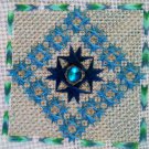 Blue Feathered Stars / Completed / Needlework / Ready to Frame / Gift / Wall Decor