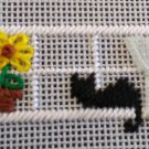 Cute Cat in a Window / Needlepoint / Decorator Piece / Whimsical
