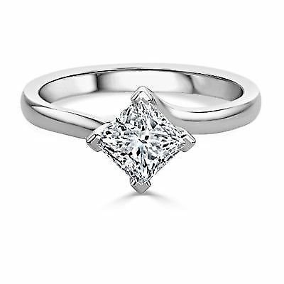 Solid 14K White Gold 1.50 Ct Princess Diamond Engagement Wedding Rings Size 6 7