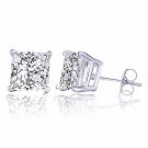 1/2 Carat Square Princess-cut Diamond 4-Prong Stud Earrings 14K White Gold Over