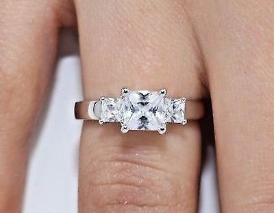 2ct Princess Cut Solitaire Diamond Engagement Ring 14kt White Gold Finish
