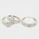 14K White Gold Finish Diamond His And Her Wedding Bridal Sets Engagement Ring