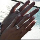 His And Her White Gold Over Round Diamond Bridal Trio Ring Wedding Sets 2.30 CT