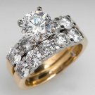 2.00 Ct Round Diamond Womens Engagement Wedding Bridal Ring Set Yellow Gold FN