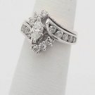 Women's Marquise Cut Diamond Band Set White Gold Over Bridal Engagement Ring