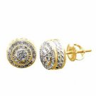 Mens Ladies 10K Yellow Gold Over 3D Circle Diamond Domed Stud Earrings 0.26 Ct.