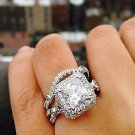 Princess Cut Diamond Wedding Bridal Sets Engagement Ring 14K White Gold Over