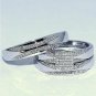 Round Diamond White Gold Plated Wedding Bridal Sets Engagement Trio Ring His Her