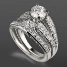 14K White Gold Over Womens Diamond Wedding Engagement Bridal Ring Sets 2.10 Ct