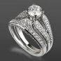 14K White Gold Over Womens Diamond Wedding Engagement Bridal Ring Sets 2.10 Ct
