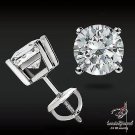 2.00 Carat White Gold Over Screw Back Round Cut Solitaire Stud Earring Diamond