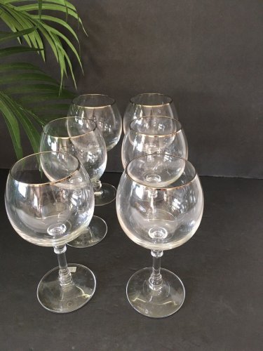 Ralph Lauren BEDFORD Platinum Wine glasses goblets. Lot of Six (6)