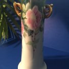 Vienna Austria Hand Painted Two Handles Porcelain Vase Floral Gold Gilded