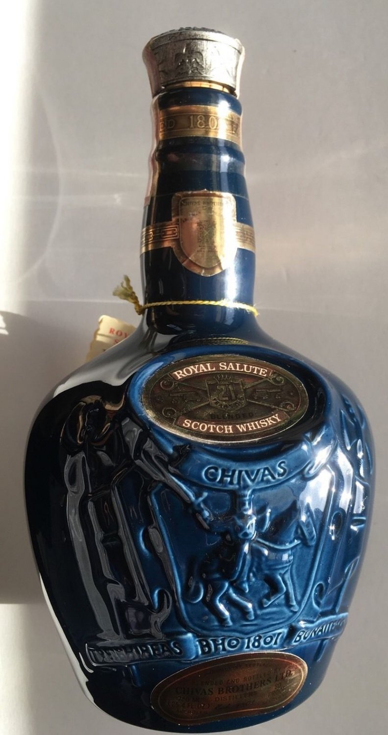 Vintage Chivas Brothers Bottle Scotch Whiskey Royal Salute LTD (COBALT