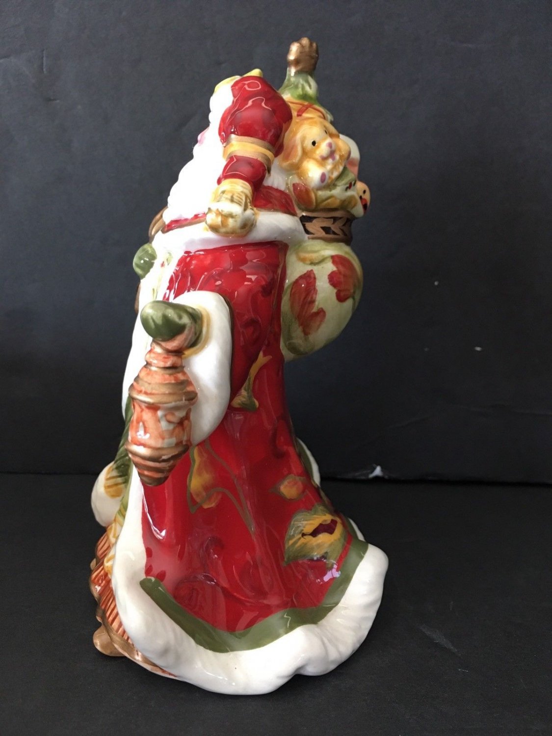 fitz and floyd damask holiday santa on horse figurine