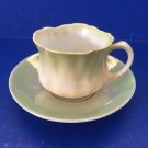 GERMANY R.S. Prussia Demitasse Green Cup & Iridescent Green Saucer MINT