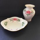 LENOX HOLIDAY W/BOW Set Accent Bowl 8" AND Vase 24K Gold Trim
