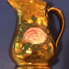 Pitcher English Copper Lusterware Colorful Floral Foliage Design