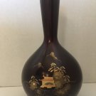 Special Patented Metal Base Maruno Japan Vase Inlaid Gold Design