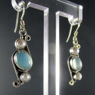 Natural Chalcedony Sterling Silver Earrings [JWL-E8BE5]