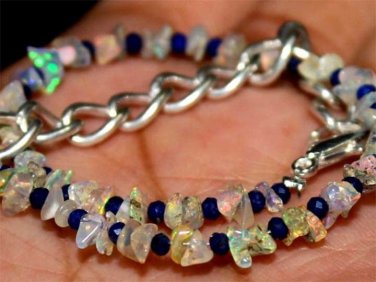 Uncut Opal & Lapis Bracelet