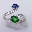 Natural Tsavorite & Sapphire Ring Sz 5