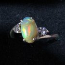 Natural Opal with Moissanite ring Sz 10