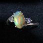 Natural Opal with Moissanite ring Sz 10